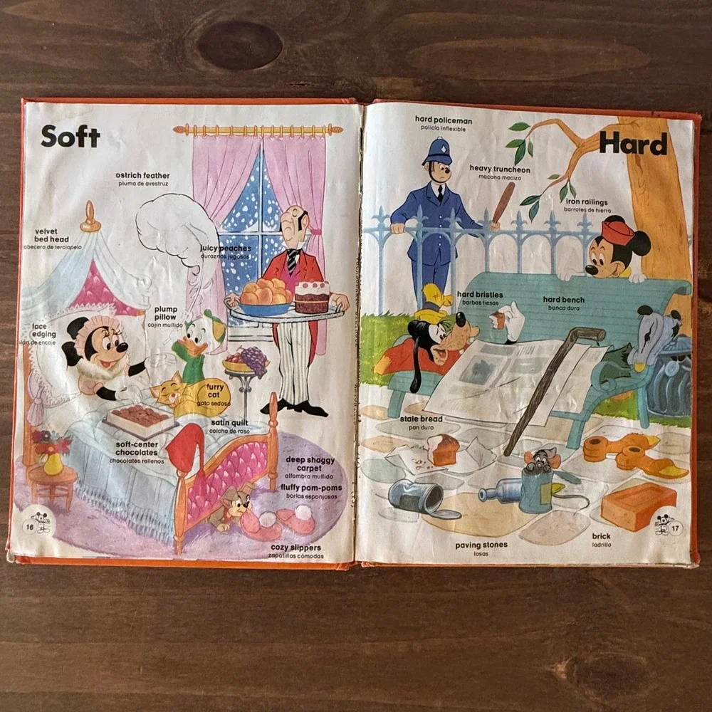 Lot of 4 Vintage Disney Mickey Mouse Bilingual Spanish English Vocabulary Books